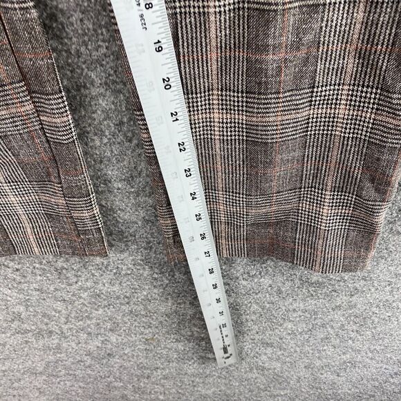 H&M Pants Women 14 Gray Plaid High Rise Flat Front Pull On Straight Chino Casual - Picture 7 of 10